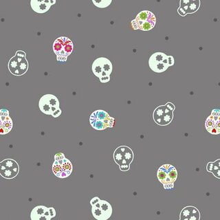 Sugar Skulls on Grey - Glow in the Dark