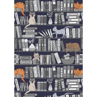 Book shelves and cats